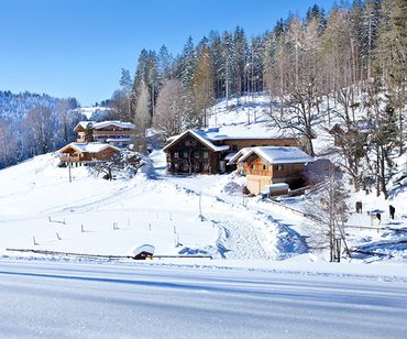 Pisteneinstieg im Winter